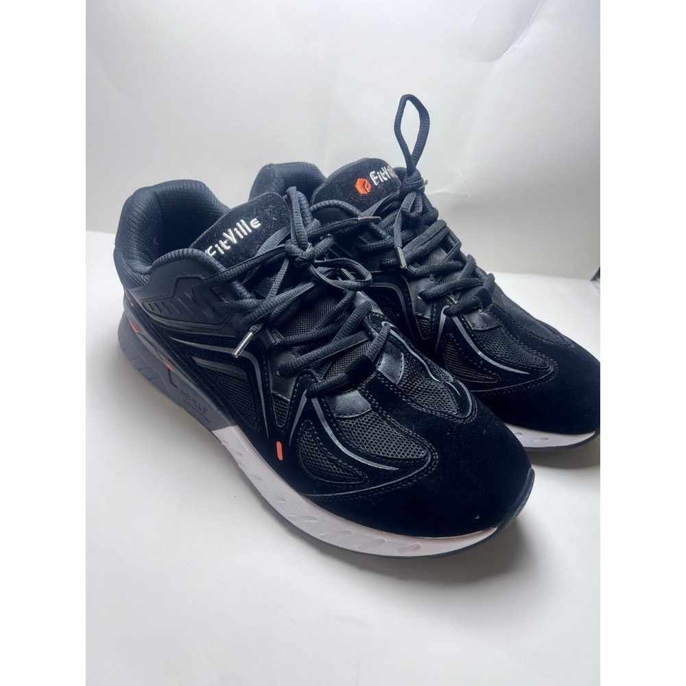 FitVille Rebound Core Black Orange Running Shoes Men Size 10.5. B1